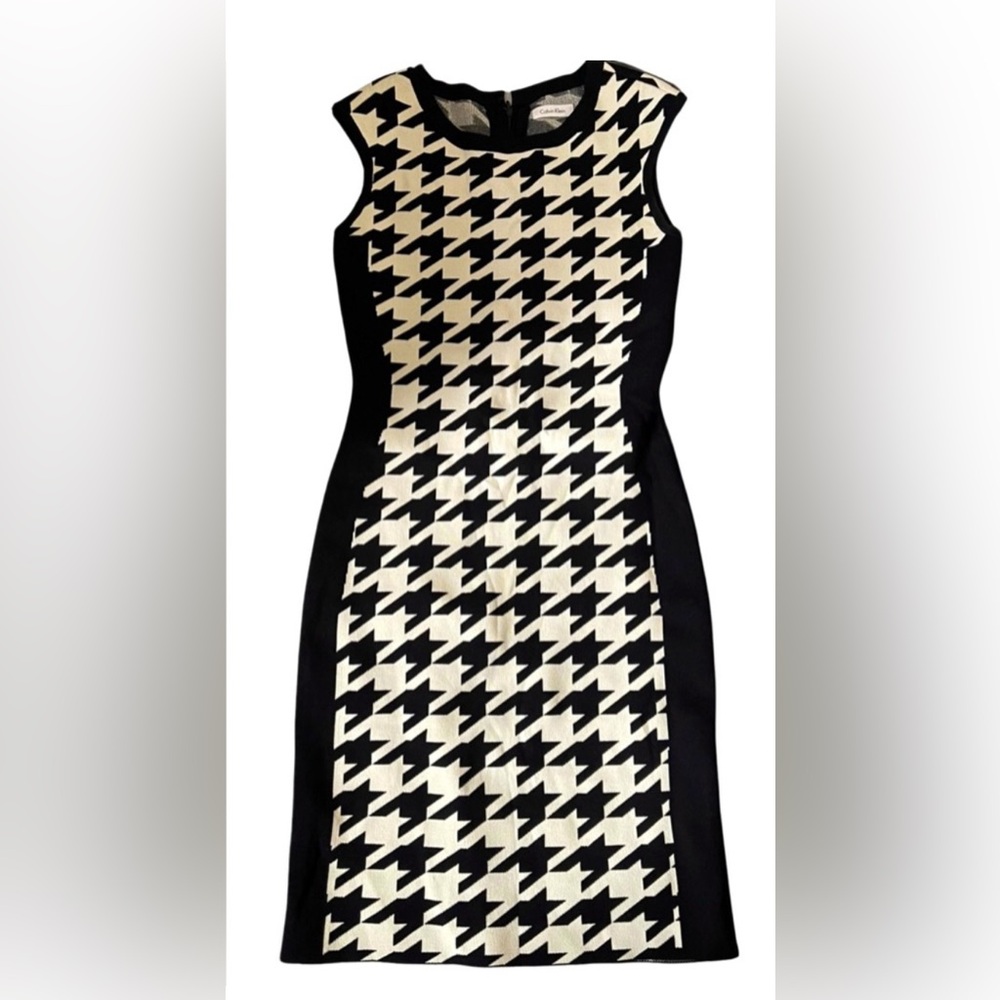 Calvin Klein Black and White Sheath Dress for Work